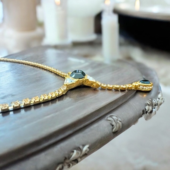 MONET | Gold-Plated Onyx & Crystal Necklace - Picture 5 of 14